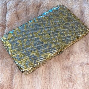 Gold Shiny Sequence Hand Clutch